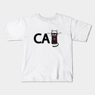 Cat being a cat while listening to music Kids T-Shirt